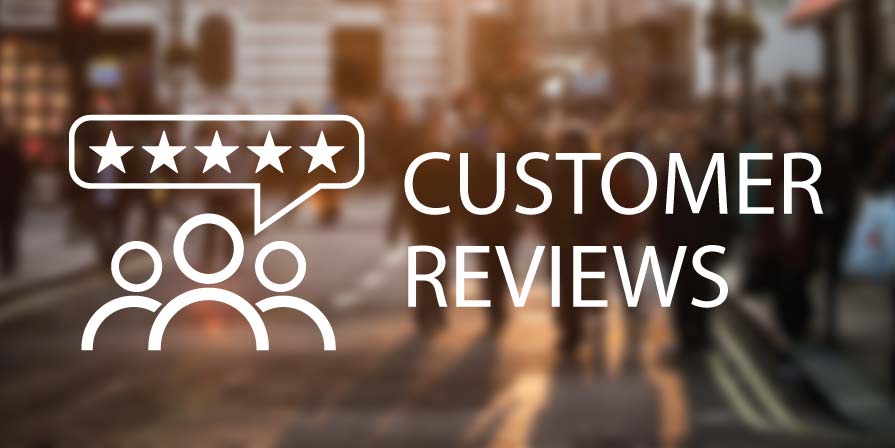 Customer reviews (title over walking people)