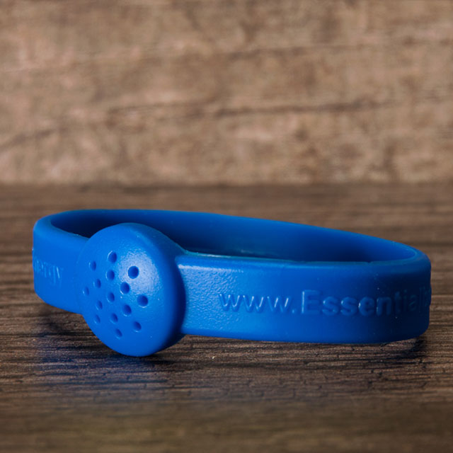 Blue rubber livestrong bracelet for essential oils