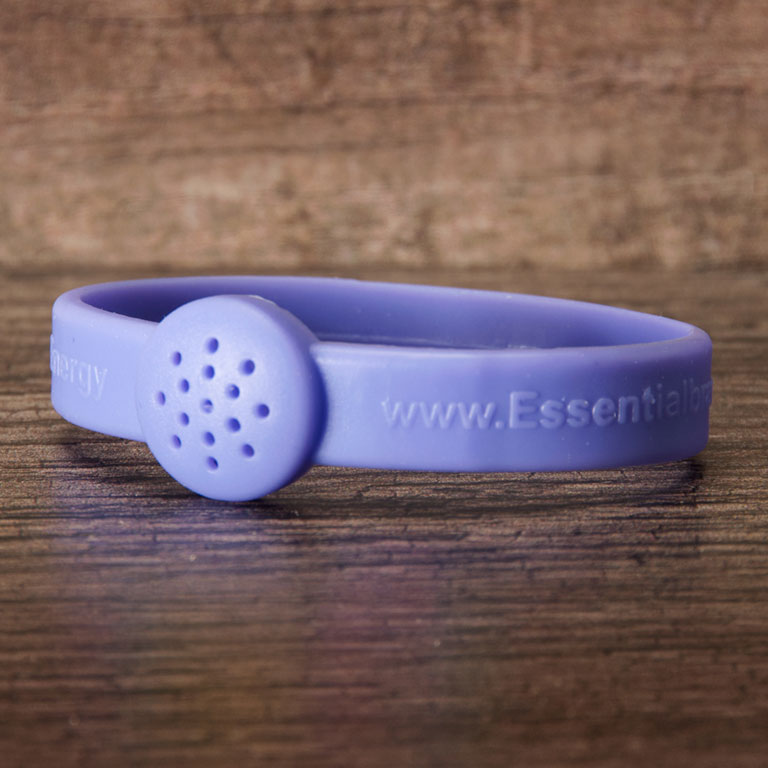 Purple silicone bracelet with essential oil diffuser